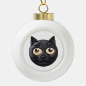 Black Cat 3D geïnspireerd Keramische Bal Ornament (Voorkant)