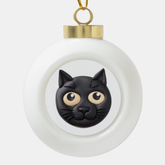 Black Cat 3D geïnspireerd Keramische Bal Ornament (Voorkant)