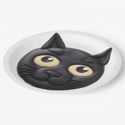 Black Cat 3D geïnspireerd Papieren Bordje (Gekanteld)