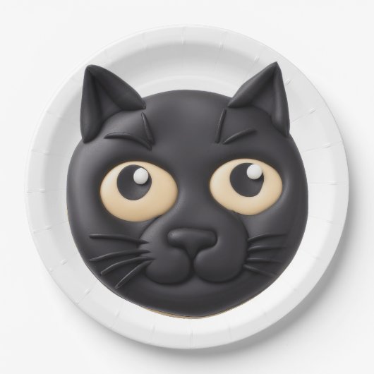 Black Cat 3D geïnspireerd Papieren Bordje (Voorkant)