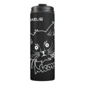 Black Cat aangepaste naam tumbler Thermosbeker (Voorkant)
