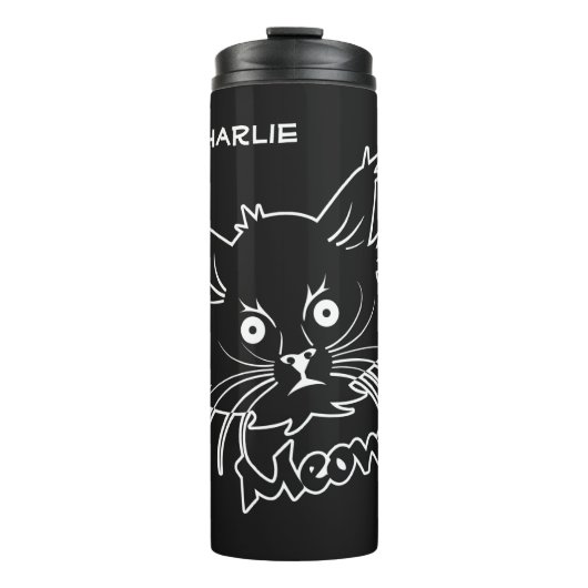Black Cat aangepaste naam tumbler Thermosbeker (Voorkant)