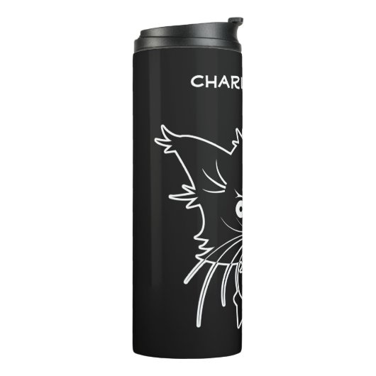 Black Cat aangepaste naam tumbler Thermosbeker (Gedraaid links)