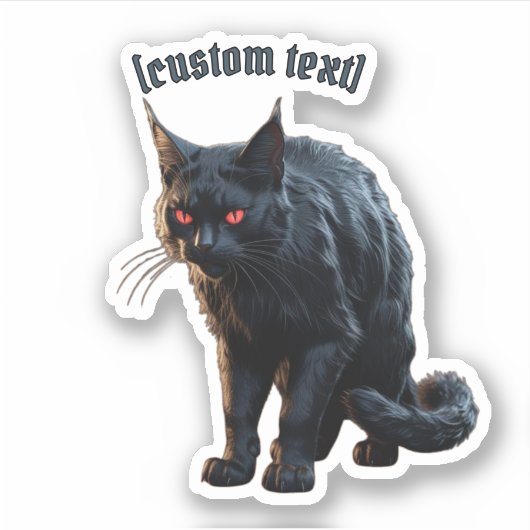 Black Cat – Aangepaste tekst & gesneden vinyl Stic Sticker (Voorkant)