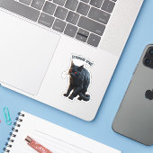 Black Cat – Aangepaste tekst & gesneden vinyl Stic Sticker (Laptop met iPhone)