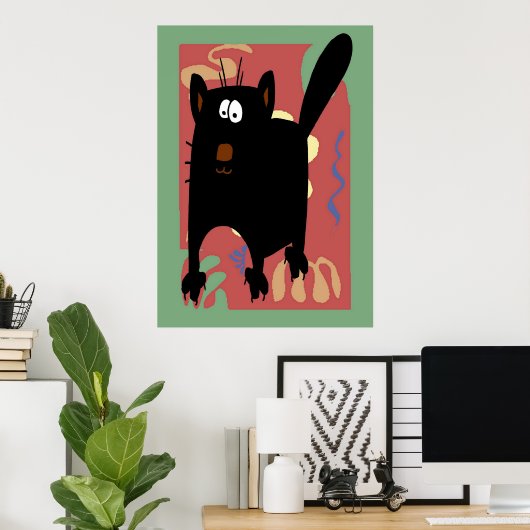 Black Cat Abstract Poster (Thuiskantoor)