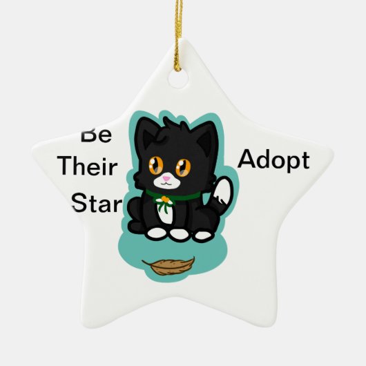 Black Cat Adopt Keramisch Ornament (Voorkant)