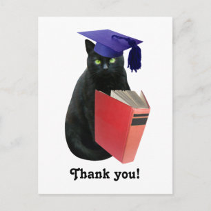 Black Cat Afstudeerder Bedankt Briefkaart
