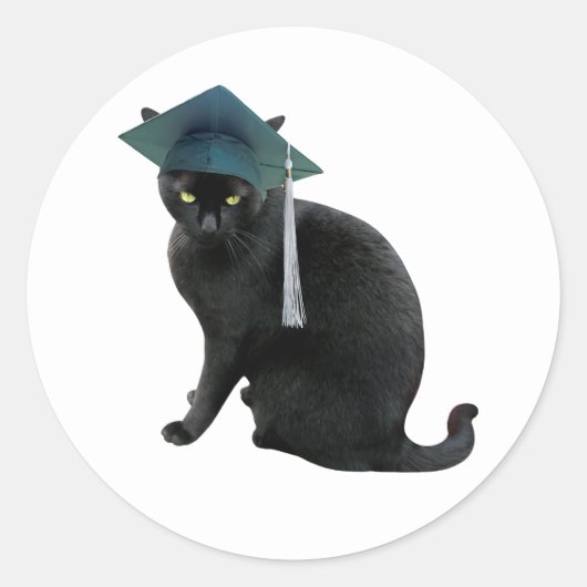 Black Cat Afstuderen Sticker (Voorkant)