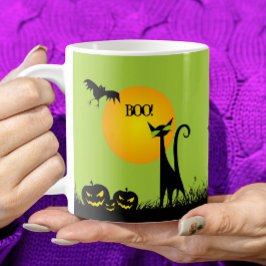 Black Cat and Bats Halloween Koffiemok