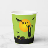 Black Cat and Bats Halloween Papieren Bekers (Achterkant)