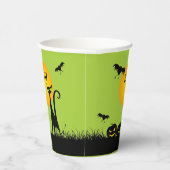 Black Cat and Bats Halloween Papieren Bekers (Rechts)