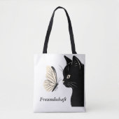 Black Cat and Butterfly Mysterious Tote Bag (Voorkant)