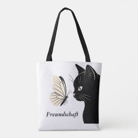 Black Cat and Butterfly Mysterious Tote Bag (Achterkant)