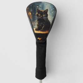 Black Cat and Cafe at Night Golfheadcover