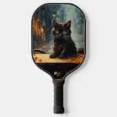Black Cat and Cafe at Night Pickleball Paddle (Voorkant)