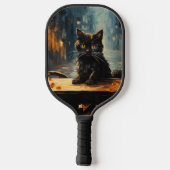 Black Cat and Cafe at Night Pickleball Paddle (Achterkant)