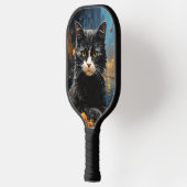 Black Cat and Cafe Terrace at Night Pickleball Paddle (Links)
