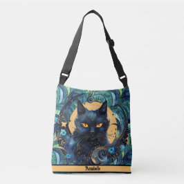 Black Cat and Celestial Moon Crossbody Bag Crossbody Tas