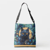 Black Cat and Celestial Moon Crossbody Bag Tas (Achterkant)