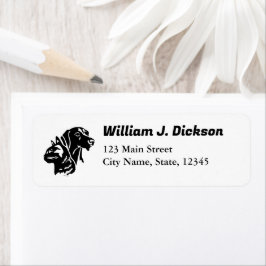 black cat and dog faces with personalized name etiket