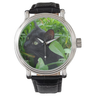 Black Cat and Foliage Watch Horloge