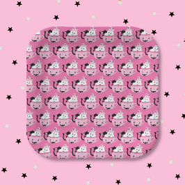 Black Cat and Ghost Pattern Roze papier Bord