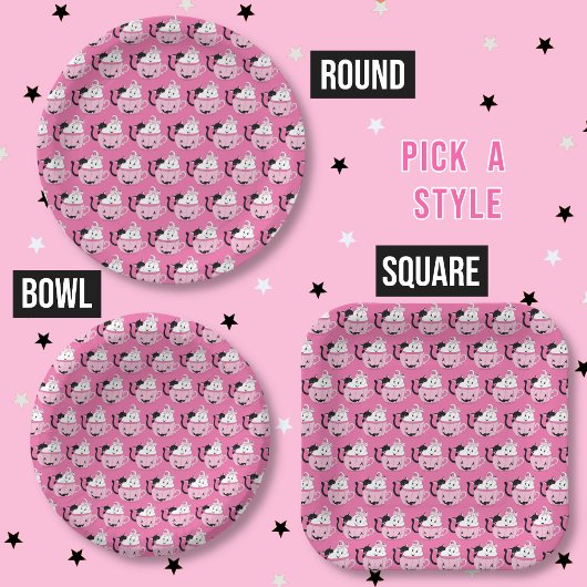 Black Cat and Ghost Pattern Roze papier Bord