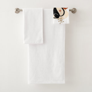 Black Cat and Pumpkin Atomic Retro Halloween Bad Handdoek