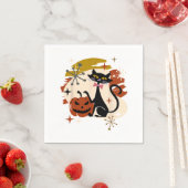 Black Cat and Pumpkin Atomic Retro Halloween Servet (Insitu)