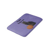 Black Cat and Pumpkin Happy Halloween Paars Badmat (Gekanteld)