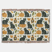 Black Cat and Pumpkin Woven Deken (Voorkant)