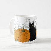 Black Cat and Pumpkins Halloween Koffiemok (Voorkant links)