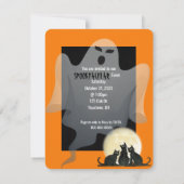 Black Cat and Pumpkins Halloween party Kaart (Achterkant)