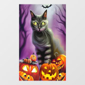 Black Cat and Pumpkins Halloween Raamsticker (Vel)