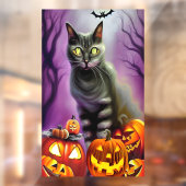 Black Cat and Pumpkins Halloween Raamsticker (Vel 2)