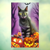 Black Cat and Pumpkins Halloween Raamsticker (Vel 3)