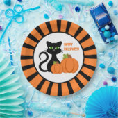 Black Cat and Pumpkins Happy Halloween Paper Bord (Feest)