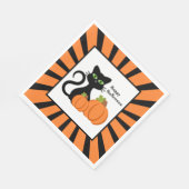 Black Cat and Pumpkins Happy Halloween Servet (Hoek)