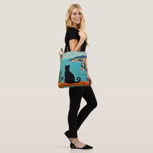 Black Cat and Sea Tote Bag (Op model)