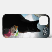 Black Cat and Stuffed Dog Hoesje-Mate iPhone Case (Achterkant (horizontaal))