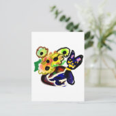 Black Cat and Sunflowers  Briefkaart (Staand voorkant)