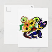 Black Cat and Sunflowers  Briefkaart (Voorkant / Achterkant)