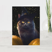 Black Cat and Witch Pet Pompoenen Happy Halloween Kaart (Voorkant)