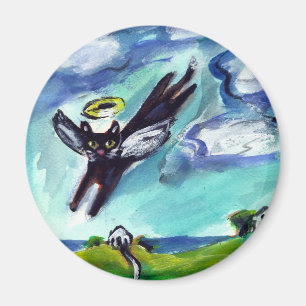 Black cat Angel Magneet