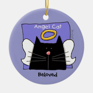 Black Cat Angel Personaliseren Keramisch Ornament