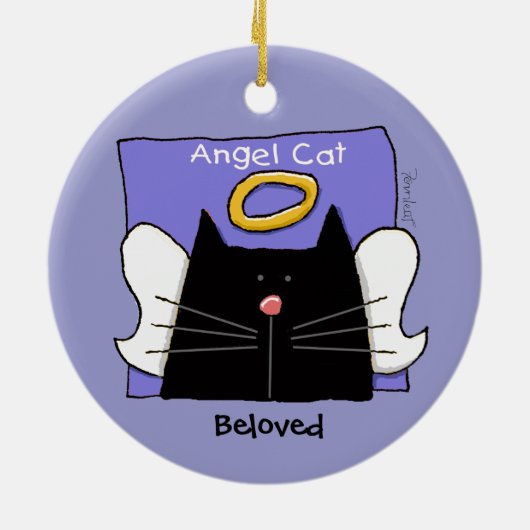 Black Cat Angel Personaliseren Keramisch Ornament (Achterkant)