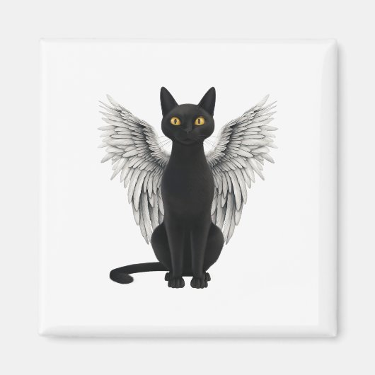 Black Cat Angel Wings Magneet (Voorkant)