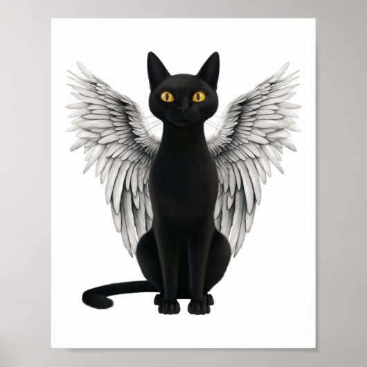 Black Cat Angel Wings Poster (Voorkant)