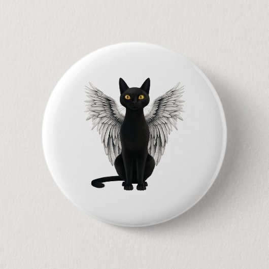 Black Cat Angel Wings Ronde Button 5,7 Cm (Voorkant)